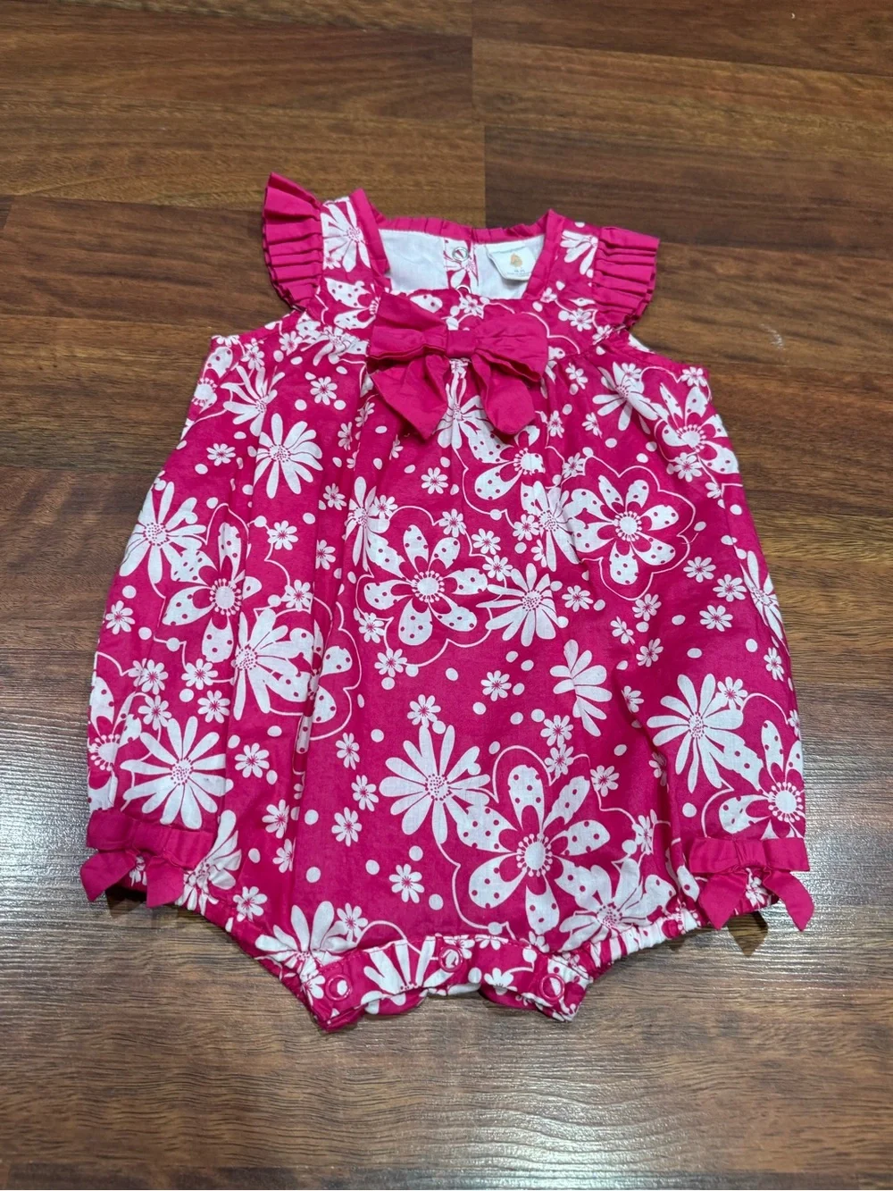 Starting Out - Pink Floral Bow Romper